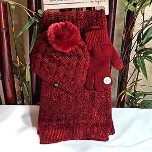 Scarf, Gloves, and Pom Beanie Hat Set